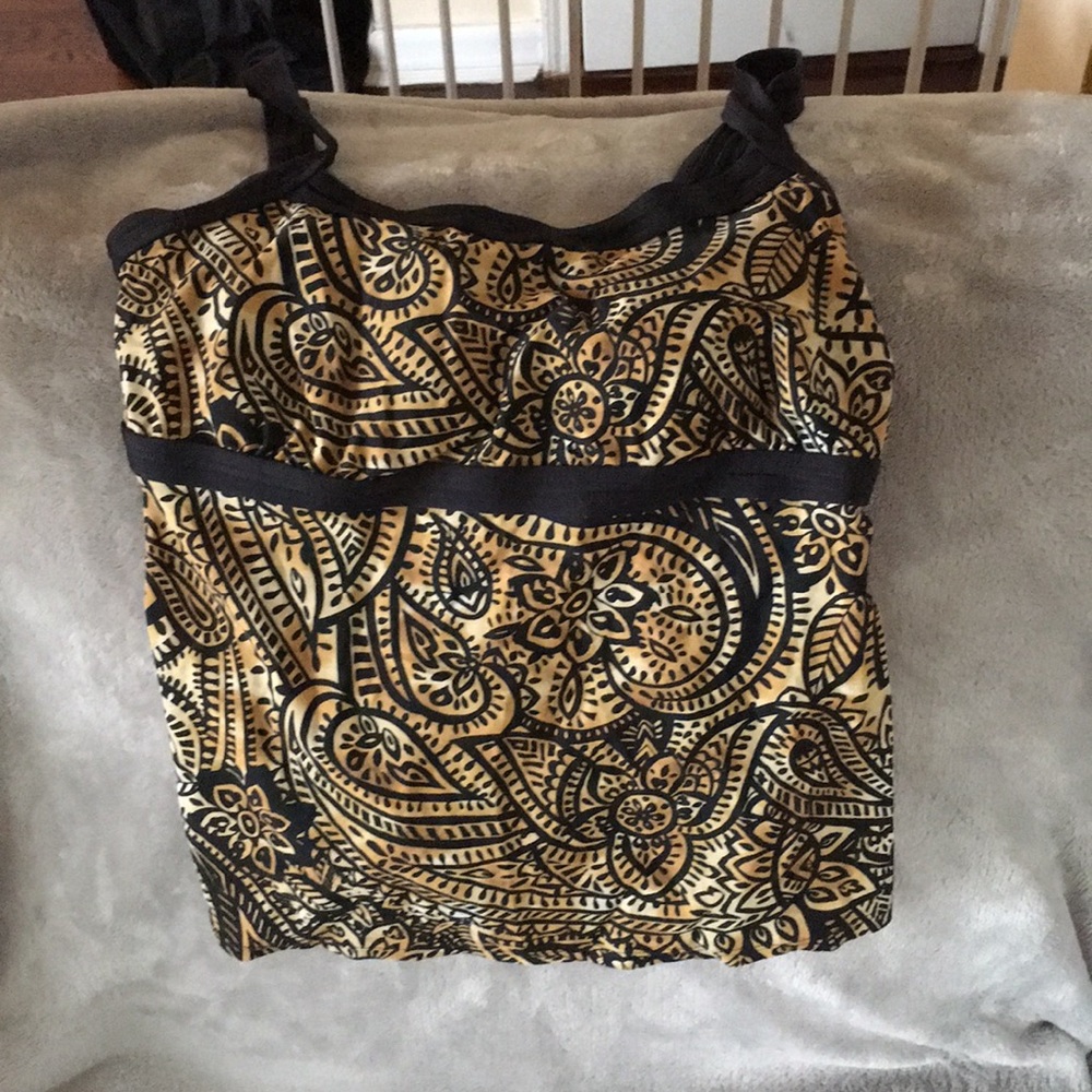 Black & Light Brown Tankini Top